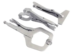 3 Piece Welding Clamps Set C-Clamp Mole Vice Grip Locking Pliers