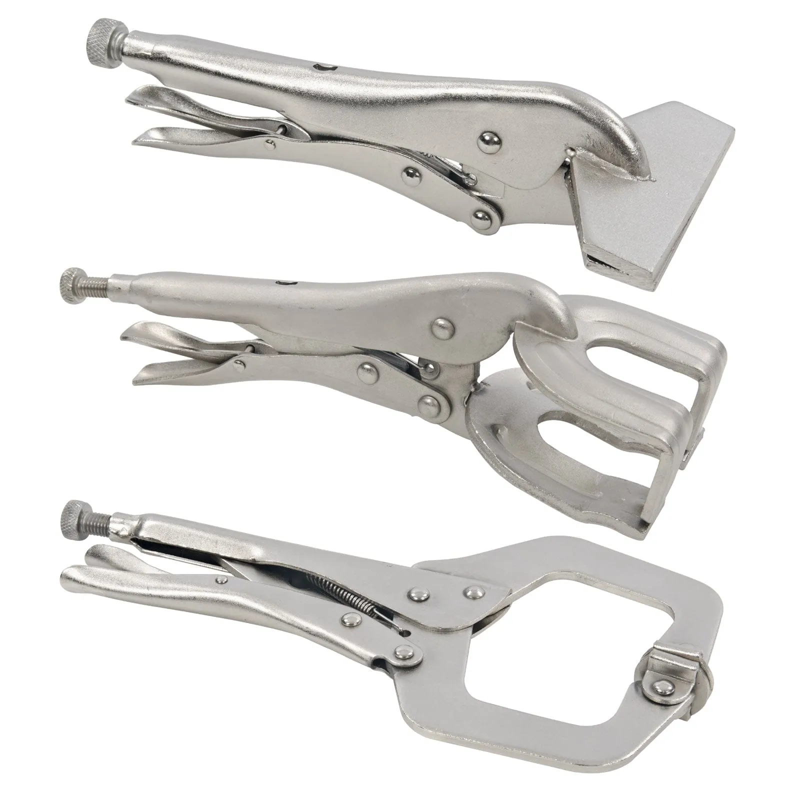 3 Piece Welding Clamps Set C-Clamp Mole Vice Grip Locking Pliers