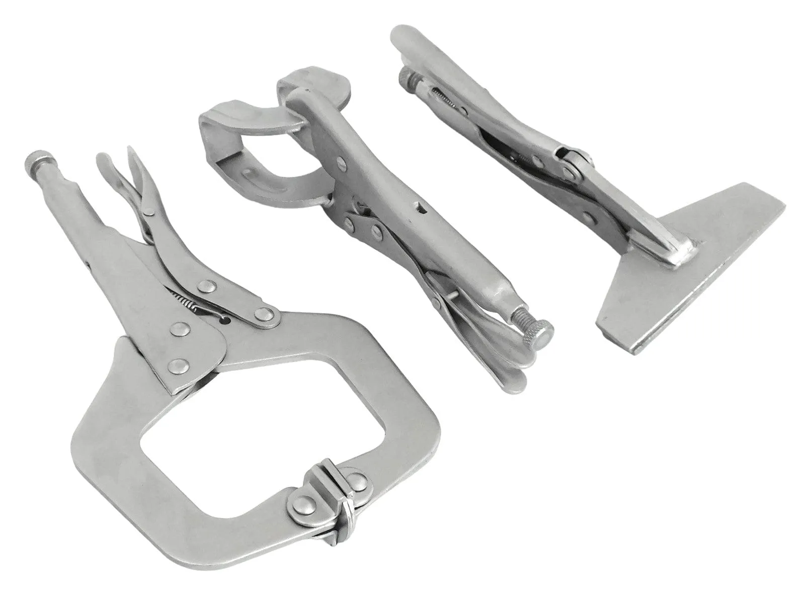 3 Piece Welding Clamps Set C-Clamp Mole Vice Grip Locking Pliers