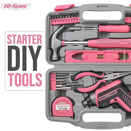 35pc Pink 3.6V USB Electric Screwdriver and Home DIY Tool Kit Set