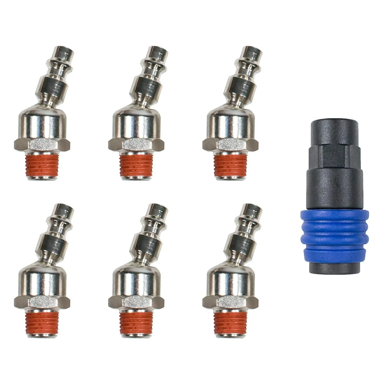 6pc Swivel 1/4' NPT Male Quick Connect Air Tool Fittings w/ BONUS Quick Coupler