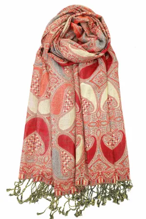 Achillea Red Multi Color Paisley Pashmina