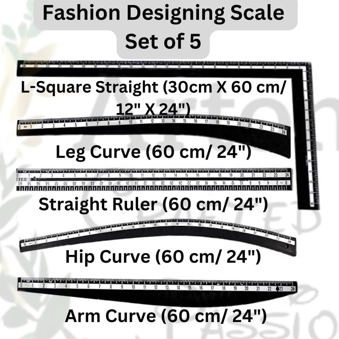 Artonezt Fashion Design Scale (Black) Pattern Making Ruler Kit Fashion Designer Kit Sewing Ruler Set, French Curve, Tailor Ruler, Measuring kit Set of 15