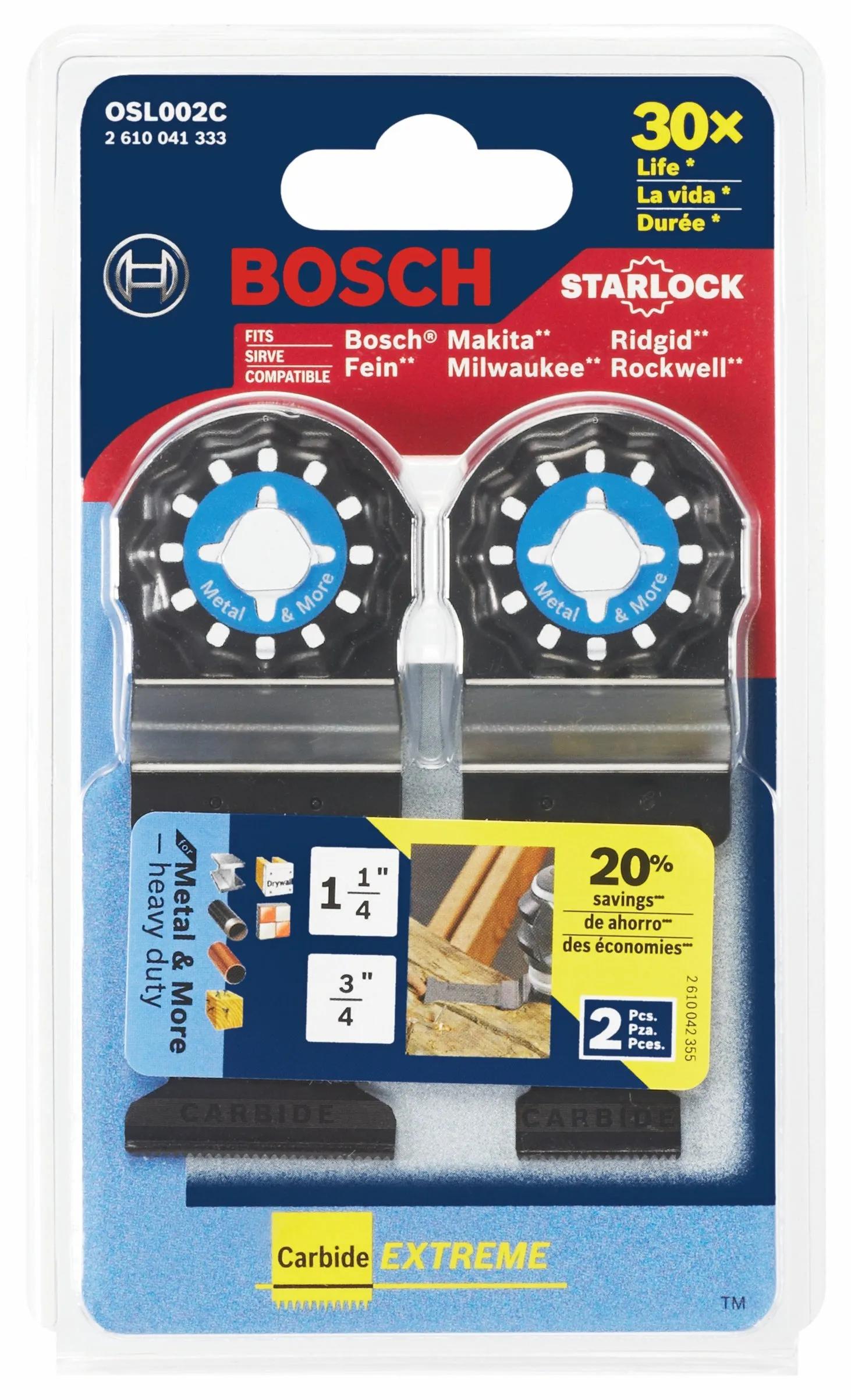 BOSCH OSL002C Starlock® Oscillating Multi-Tool Accessory Blade Set 2 pc.