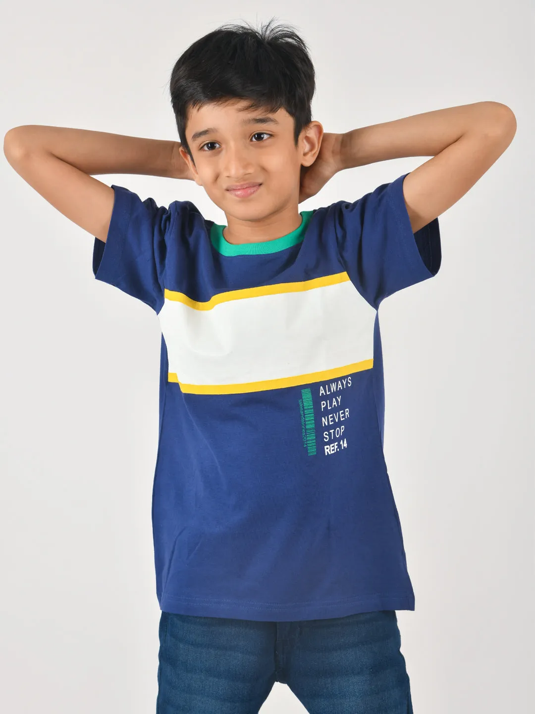 Boys Navy Blue Patch T-shirt