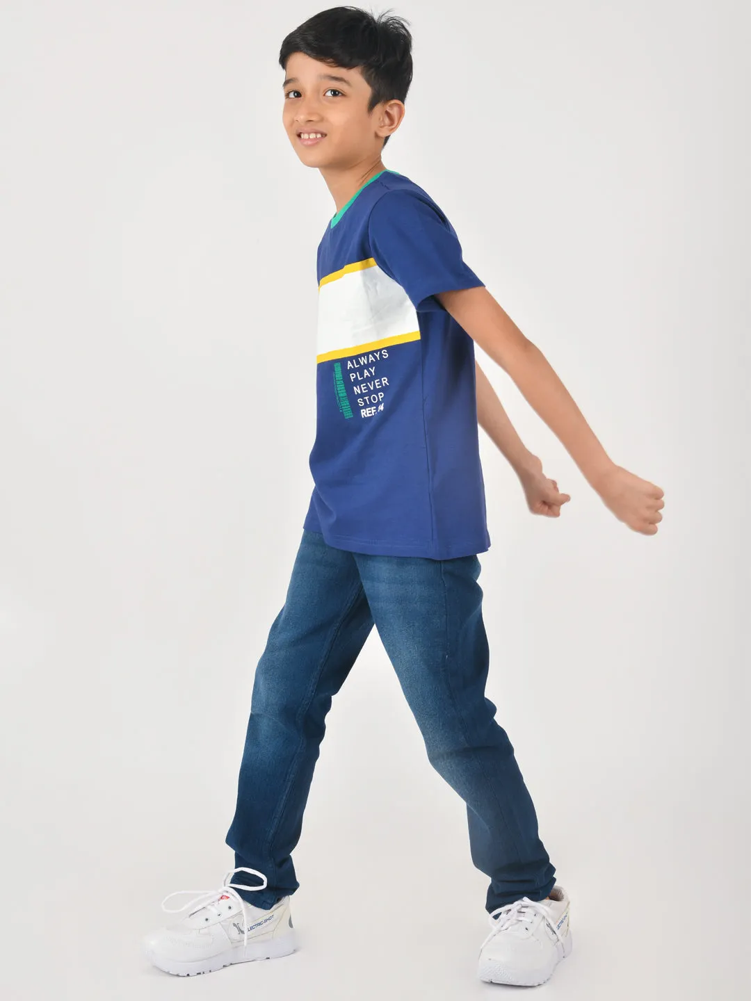 Boys Navy Blue Patch T-shirt