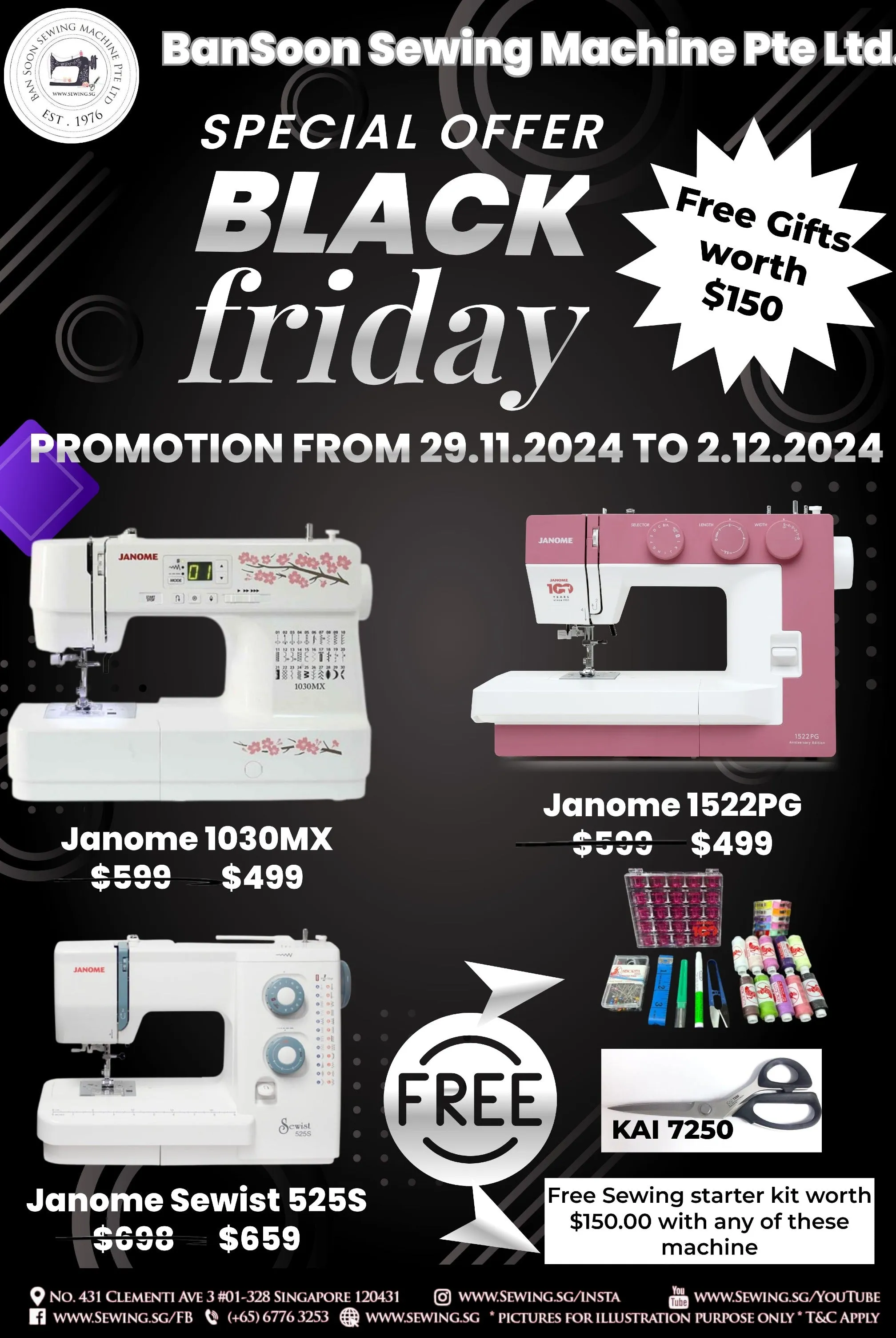 Celebrate 100 Years of Sewing Excellence with the Janome 1522PG Anniversary Edition   FREE Gifts Worth $150 This Black Friday!