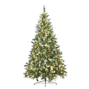 Christabelle 2.7m Pre Lit LED Christmas Tree Decor with Pine Cones Xmas Decorations