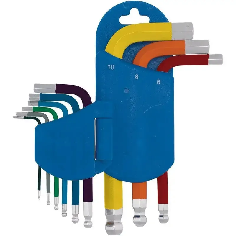 Draper 04912 Metric Multicolour Short Arm Ball End Hex Key Set (9 Piece)