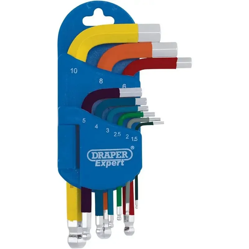 Draper 04912 Metric Multicolour Short Arm Ball End Hex Key Set (9 Piece)