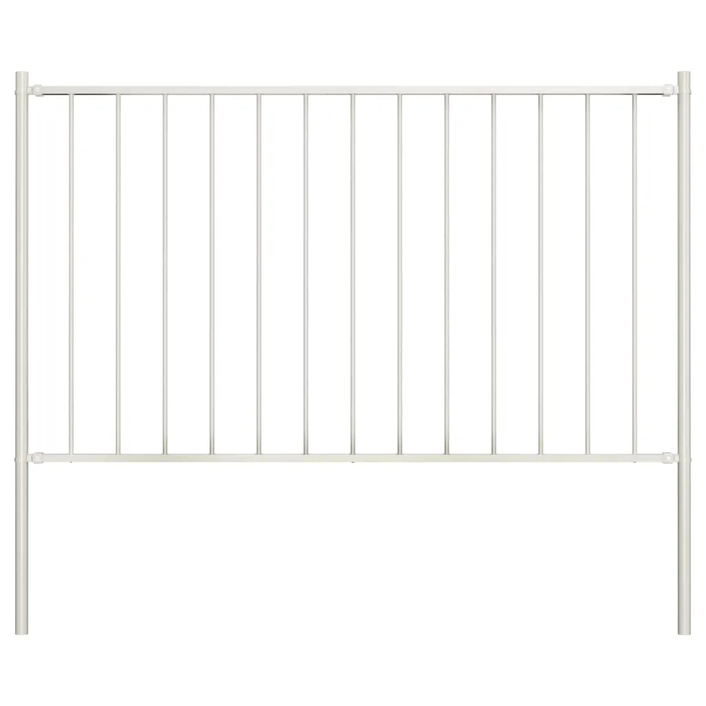 Fence Panel with Posts Powder-coated Steel 1.7x1.25 m White