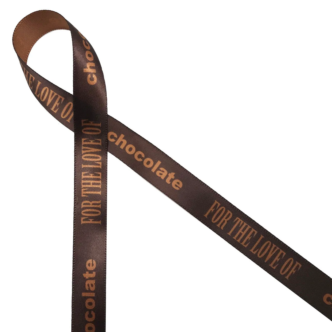 For the Love of Chocolate Ribbon in brown on 5/8" dijon gold