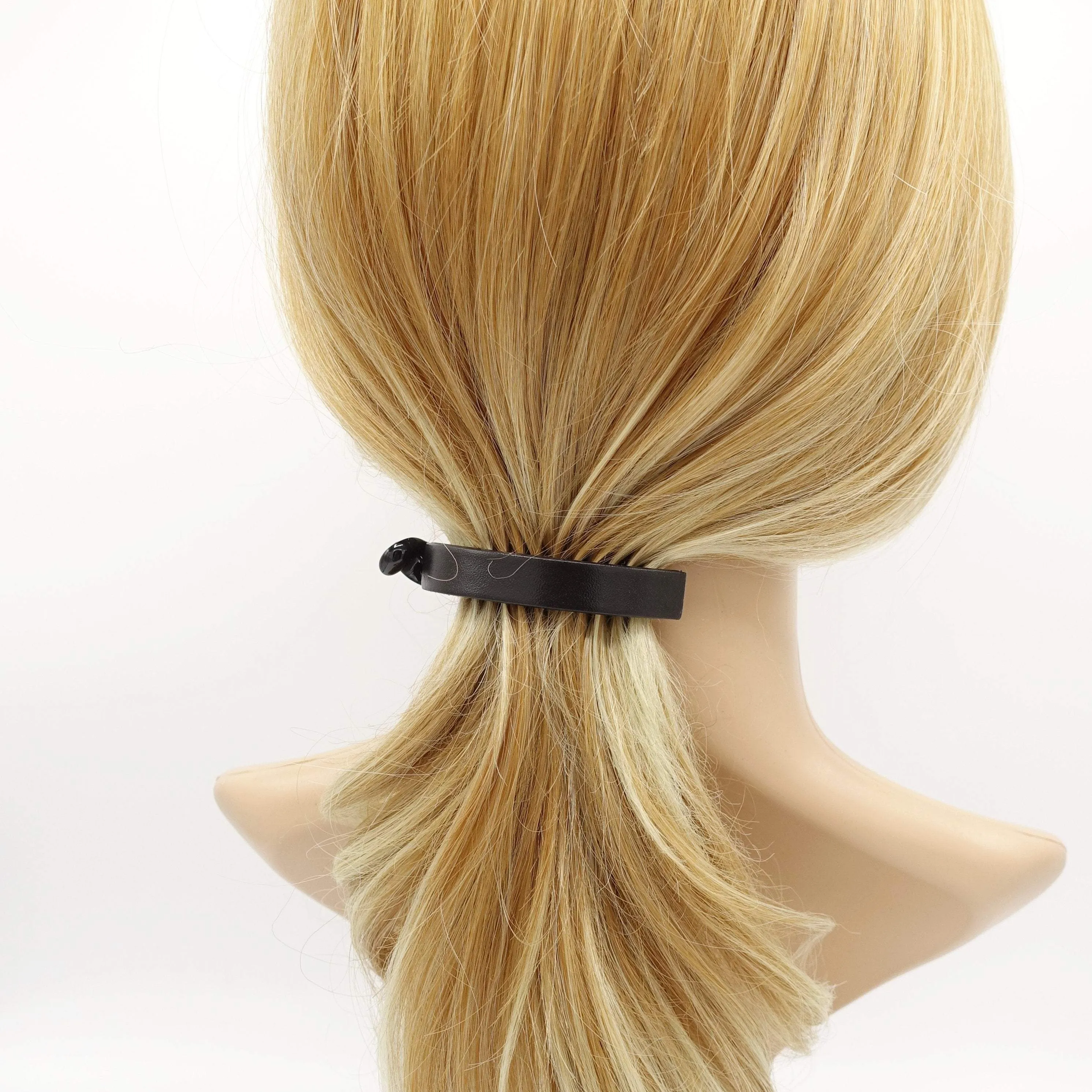 genuine leather covered half moon hair claw basic woman hair accessory