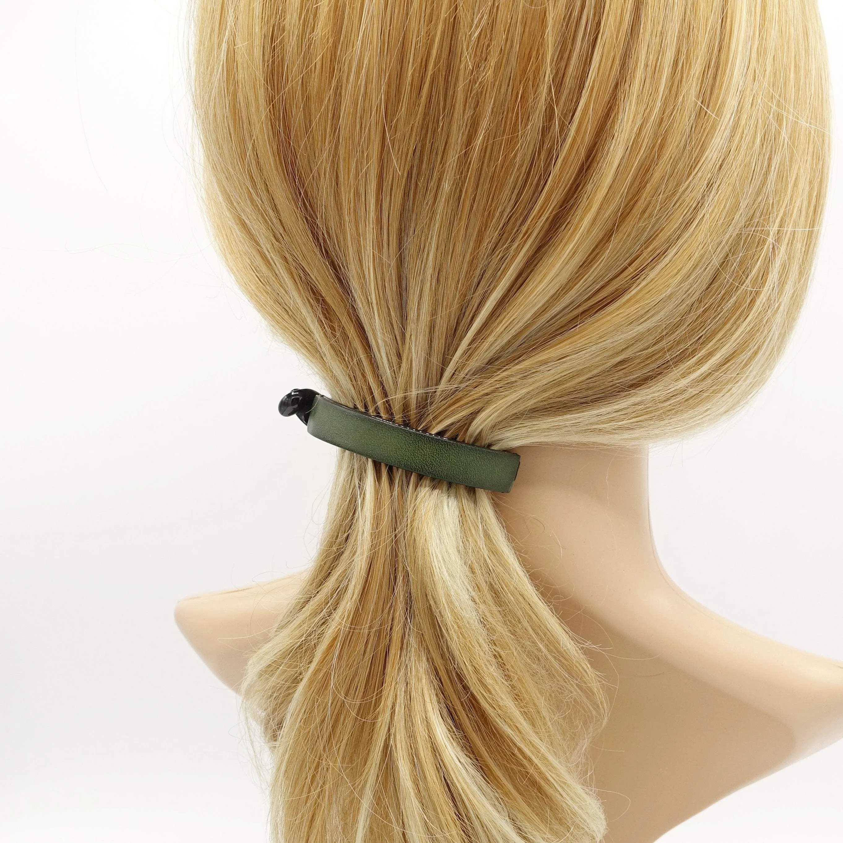 genuine leather covered half moon hair claw basic woman hair accessory