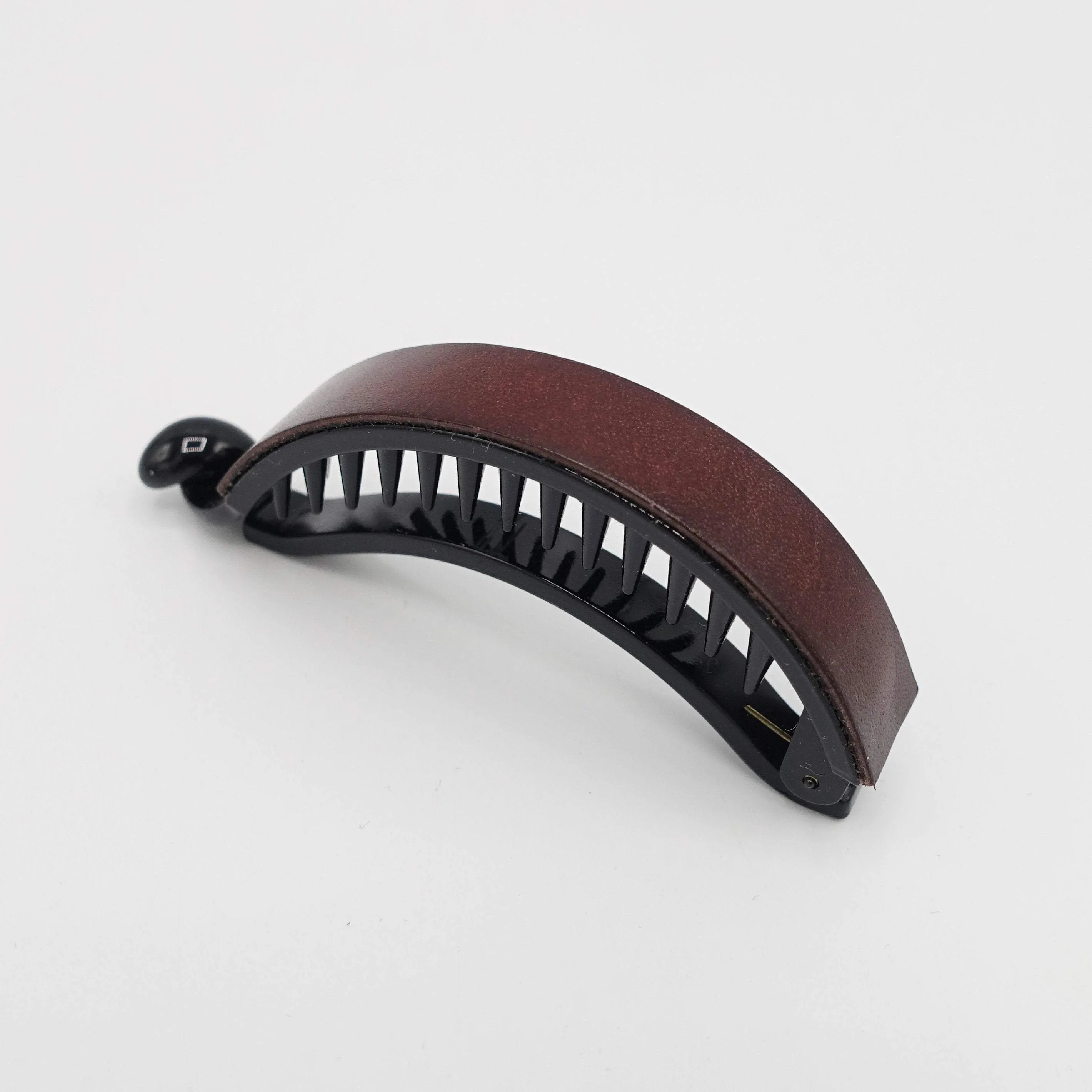 genuine leather covered half moon hair claw basic woman hair accessory