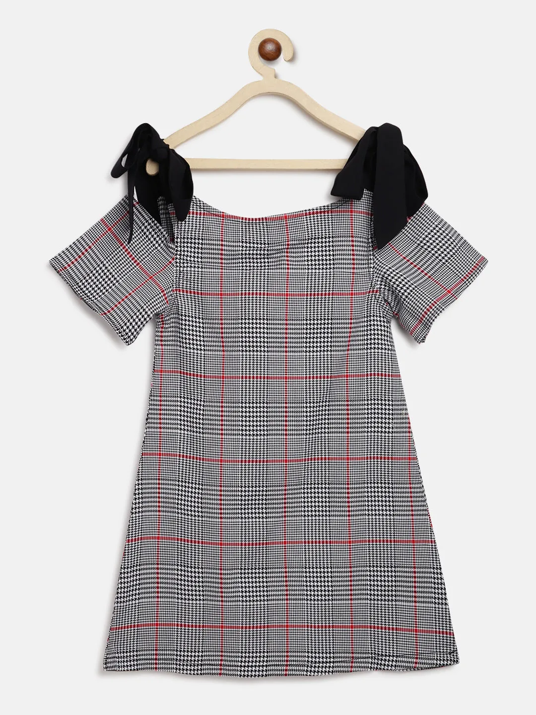 Girls Black Checks Dress