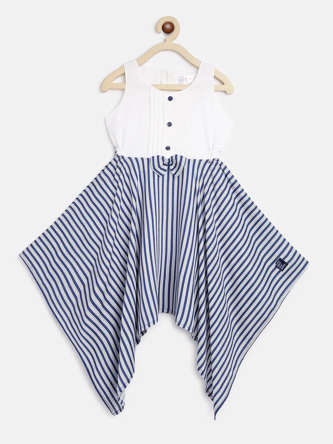 Girls Blue Striped Dress