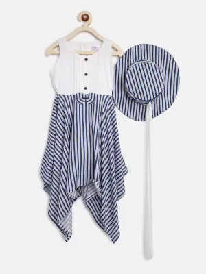 Girls Blue Striped Dress