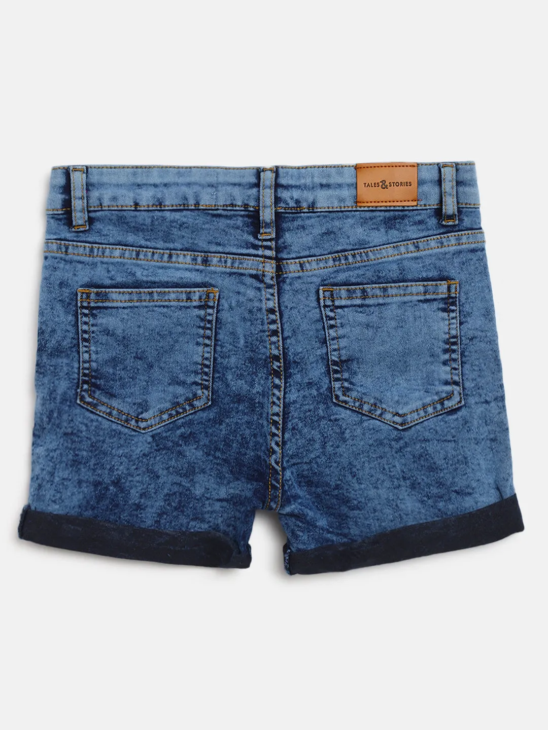 Girls Mid Blue Denim Shorts