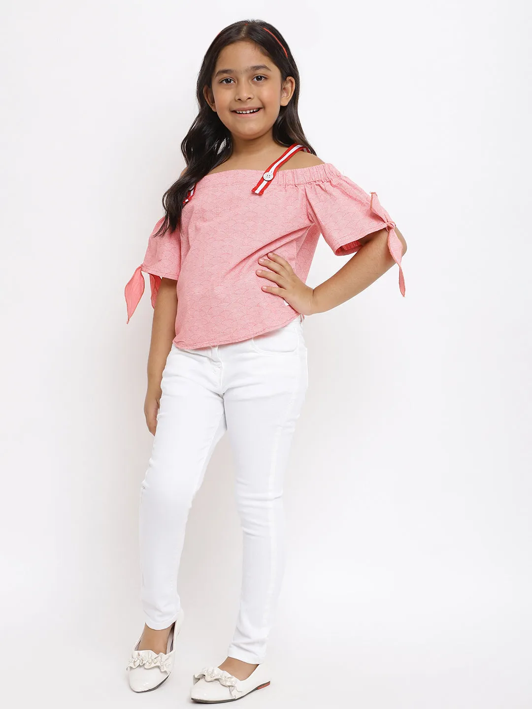 Girls White Slim Fit Trouser