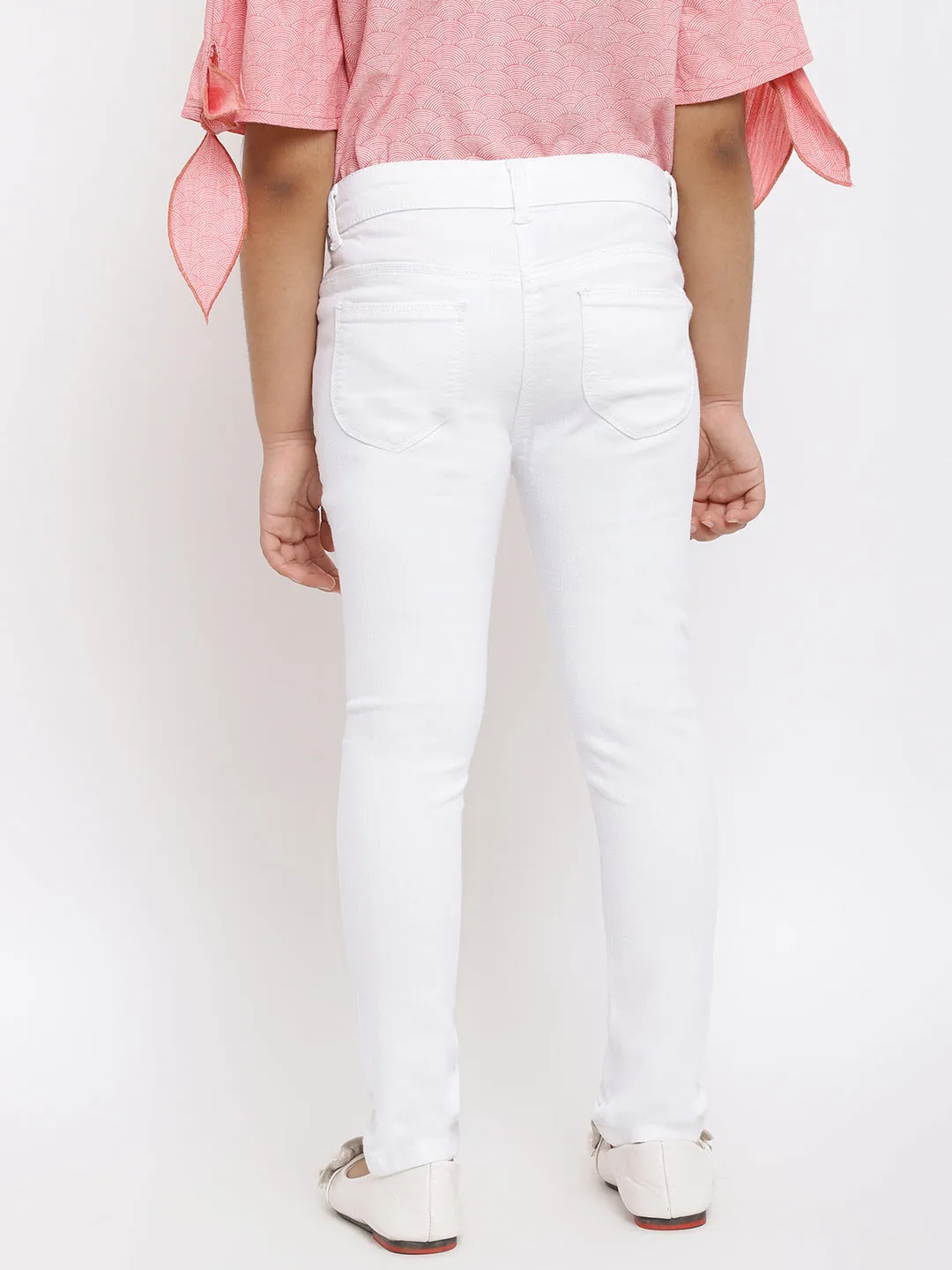 Girls White Slim Fit Trouser