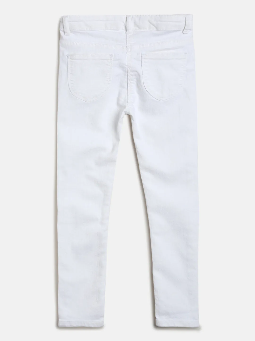 Girls White Slim Fit Trouser