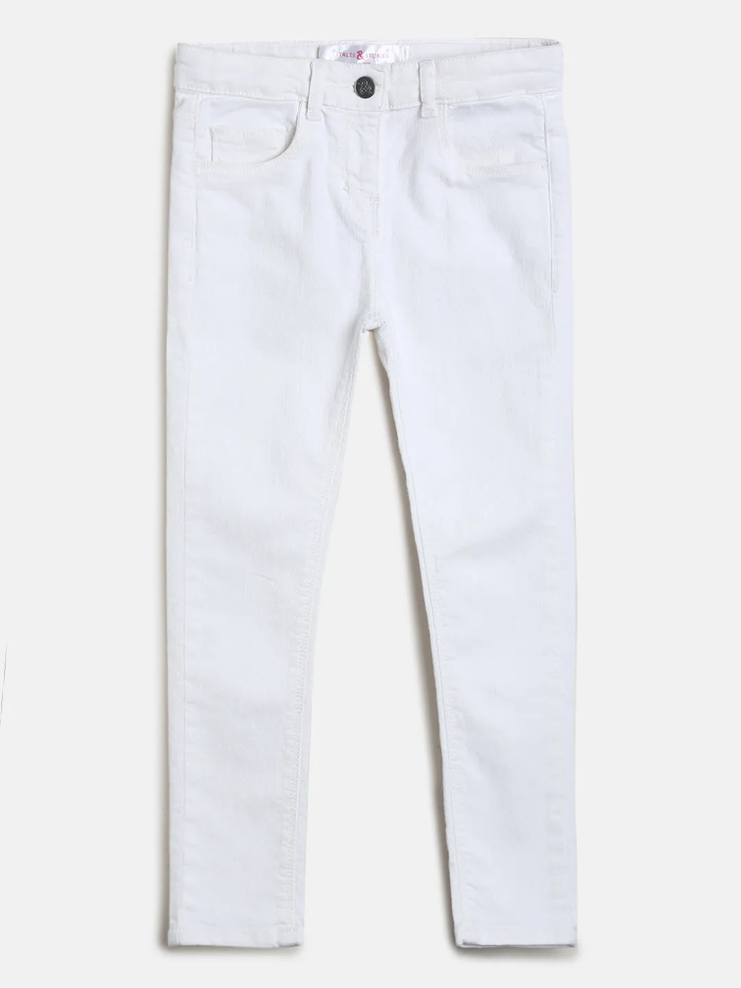 Girls White Slim Fit Trouser