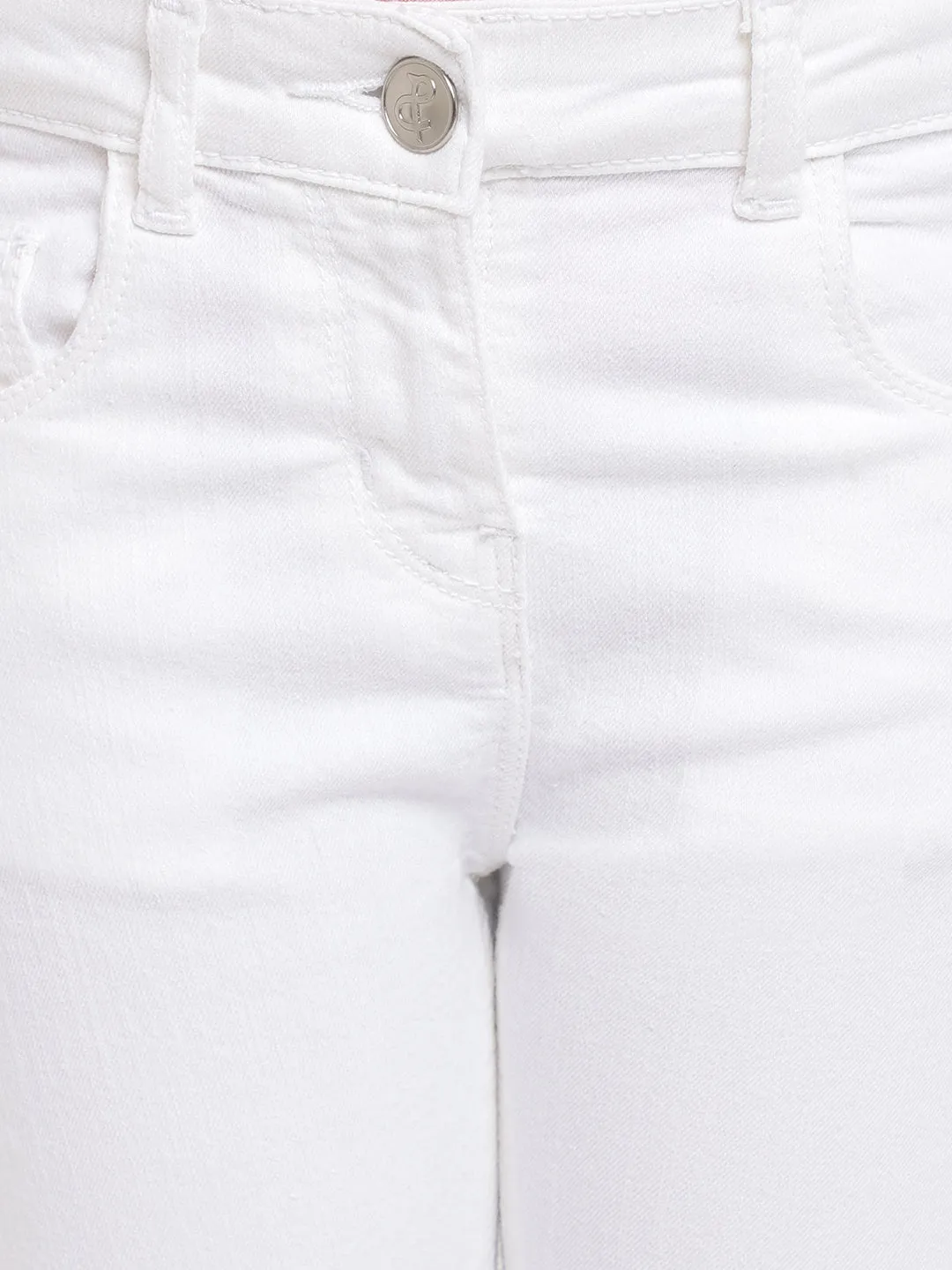 Girls White Slim Fit Trouser