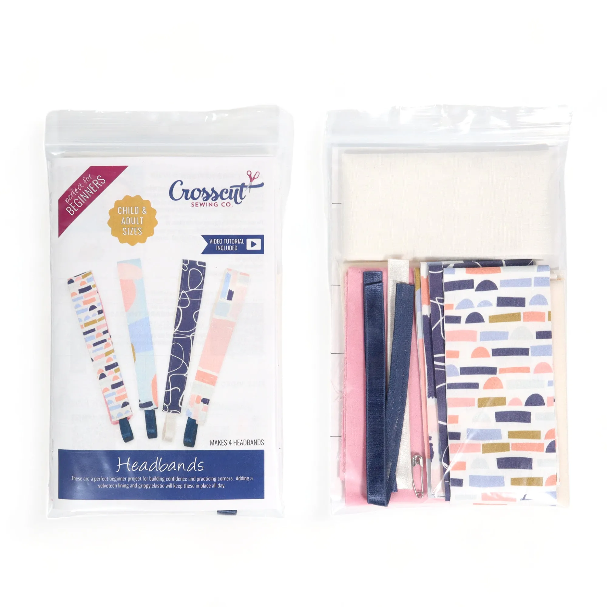 Headband Sewing KIt - Abstract Blue - Makes 4 Headbands