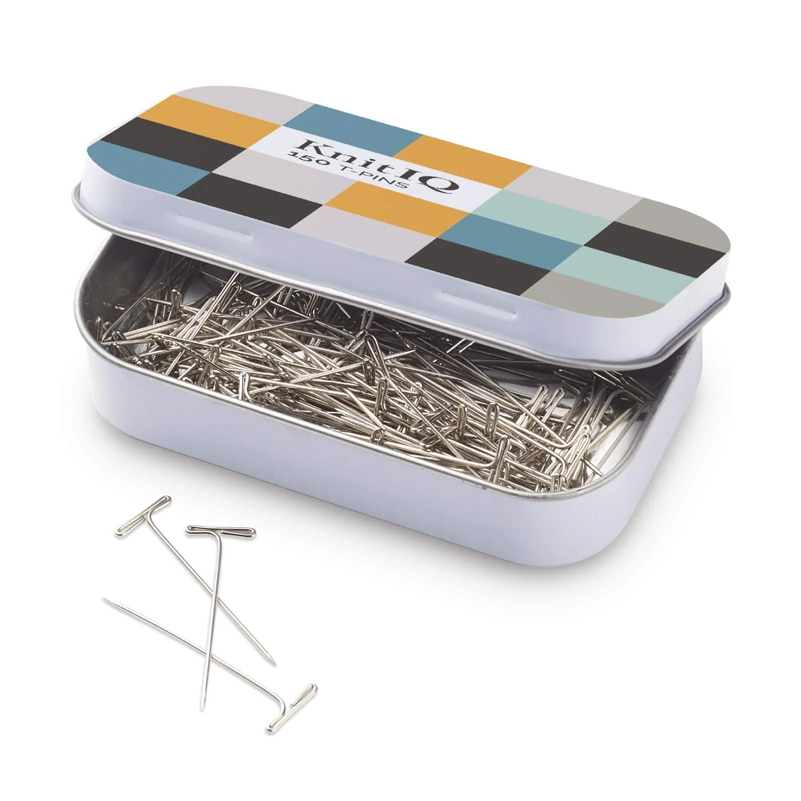 KnitIQ Strong Stainless Steel T-Pins for Blocking, Knitting & Sewing | 150 Units, 1.5 Inch