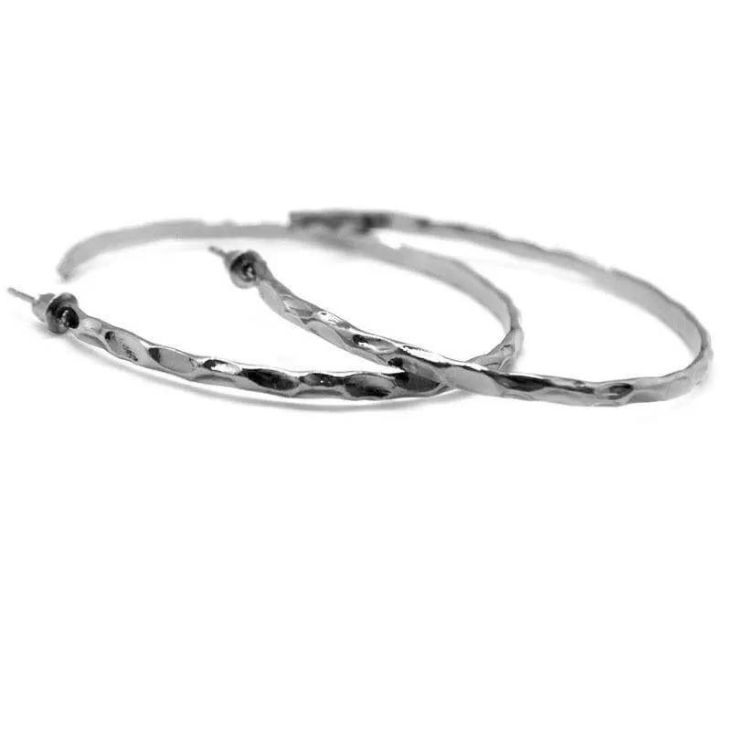 Lookin' Sharp Gunmetal Black Hoop Earrings