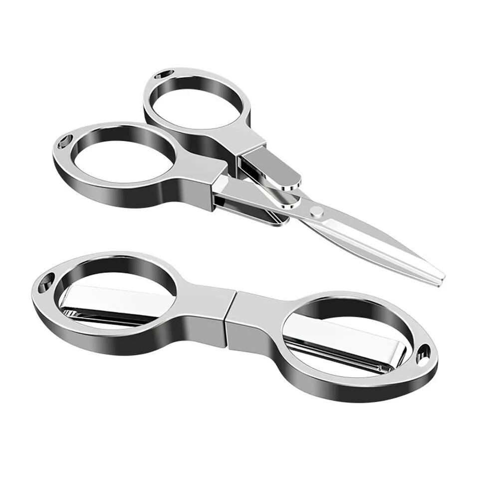 Mini Stainless Steel Folding Scissors Keychain Fishing Scissor Cutter Camping Tool Fishing Pliers Scissors Line Cutter Tool