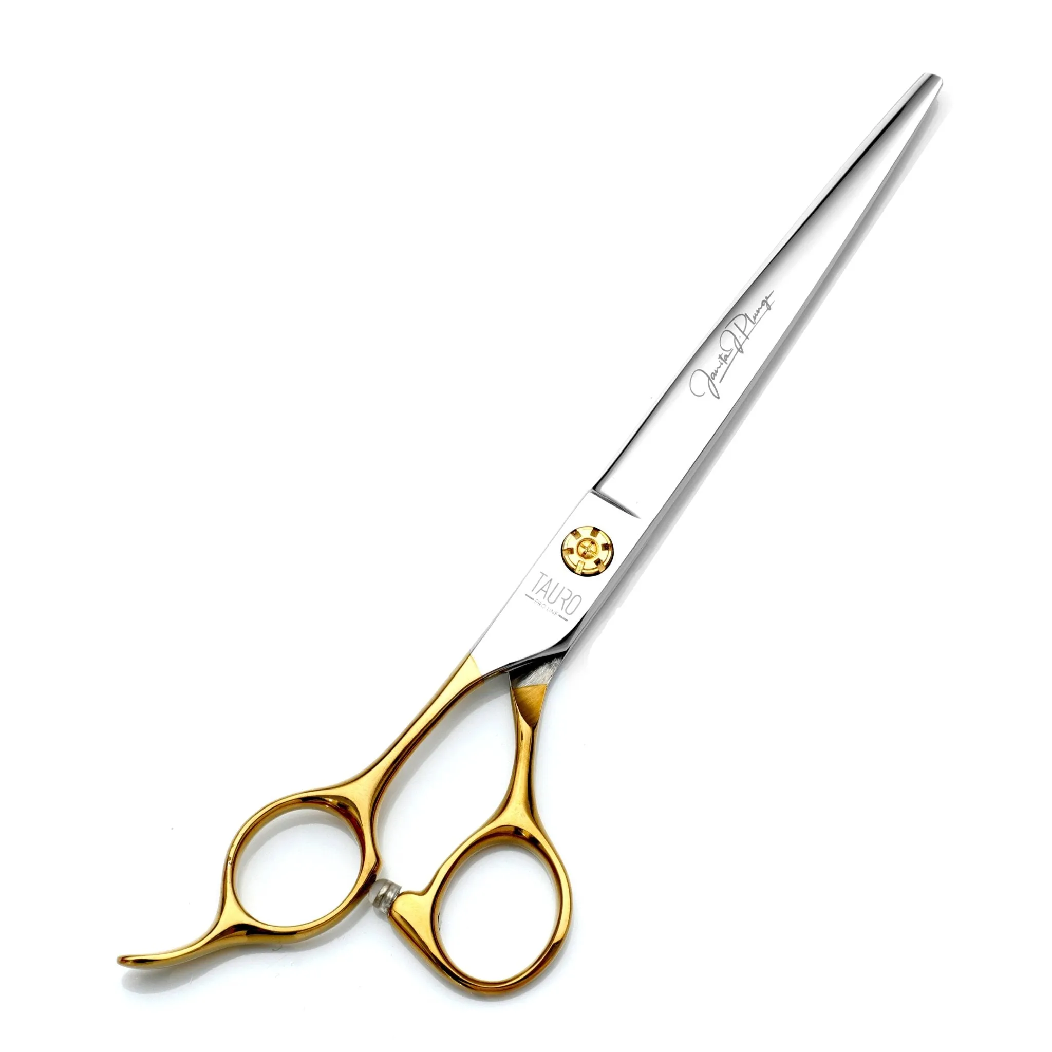 Tauro Pro Line Janita Plungė Stainless Steel Pro Shears Cutting Scissors Straight Ergonomic Extremally Sharp For The Left-Handed, 440c stainless steel, golden handles