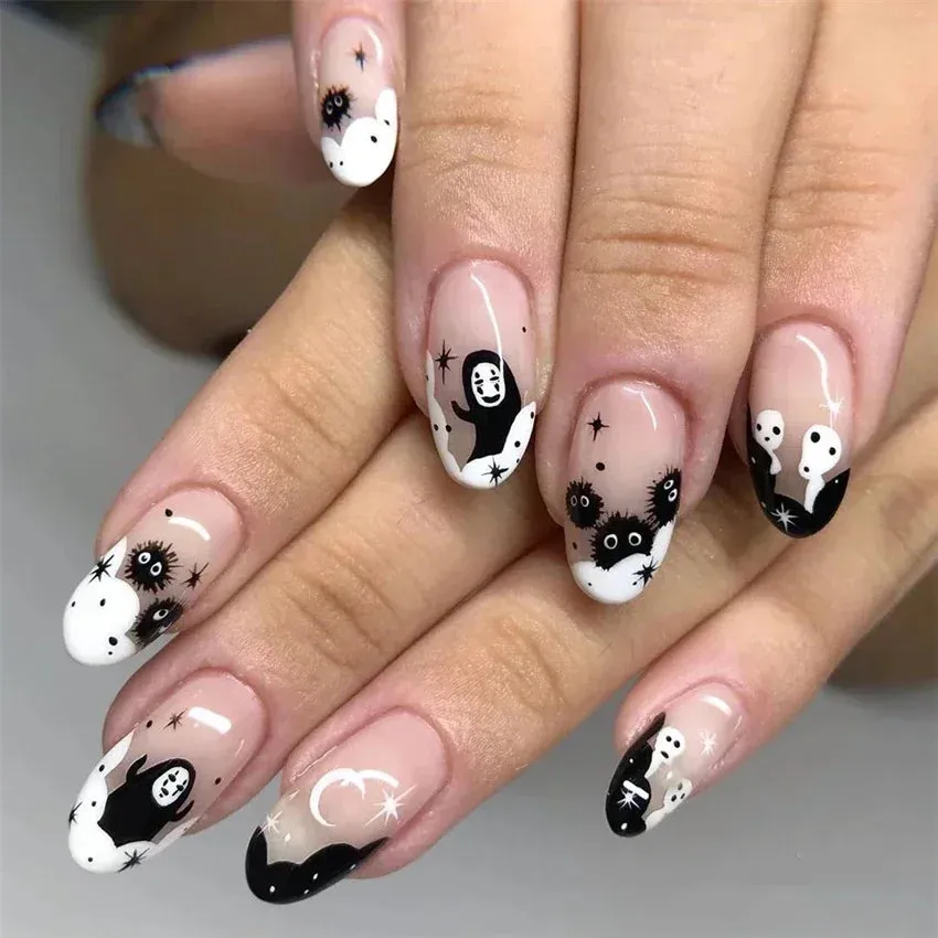 Trendy 4Pcs/Set Acrylic Long Ballet Press on Coffin Nails With Art