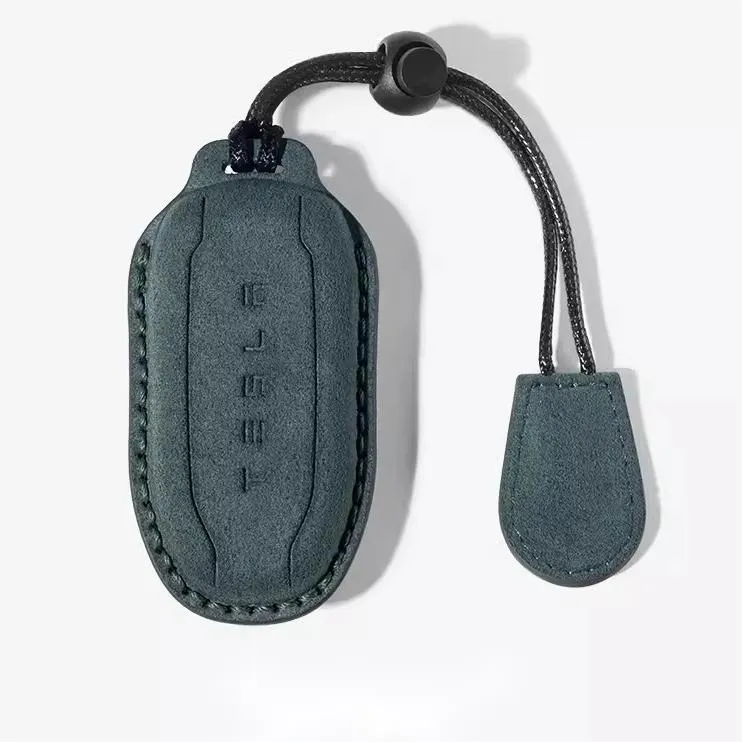 Tumbled leather key bag for Tesla