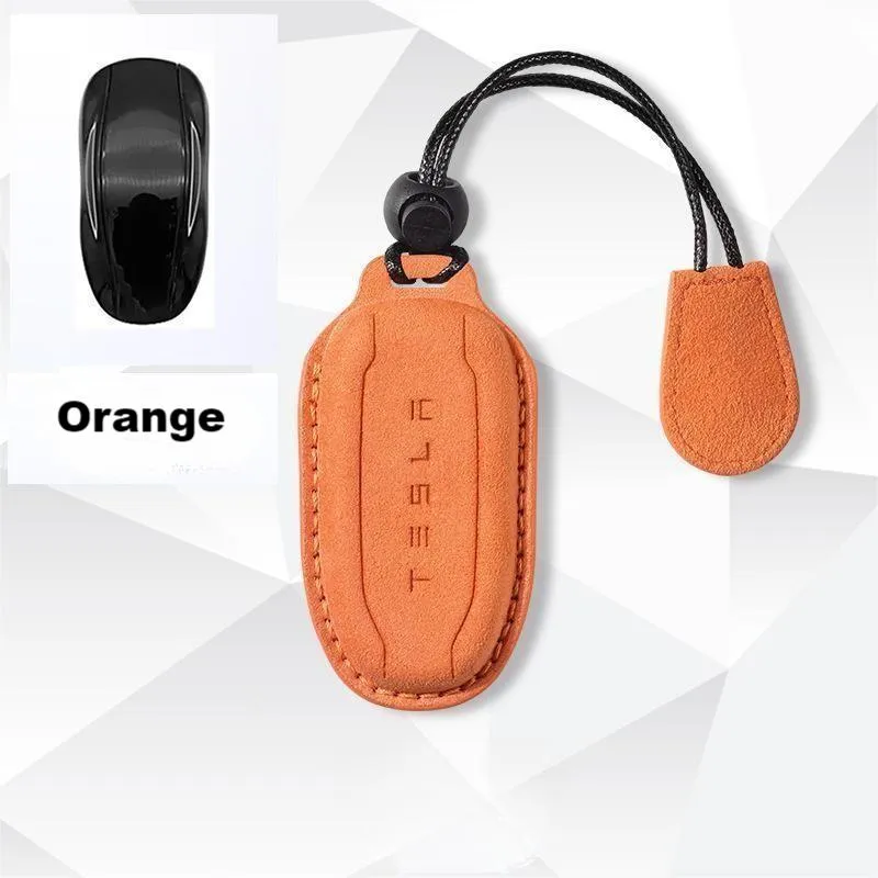 Tumbled leather key bag for Tesla