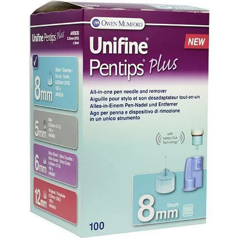 Unifine Pentips Plus 31Gauge Pen Needles 8mm x 100