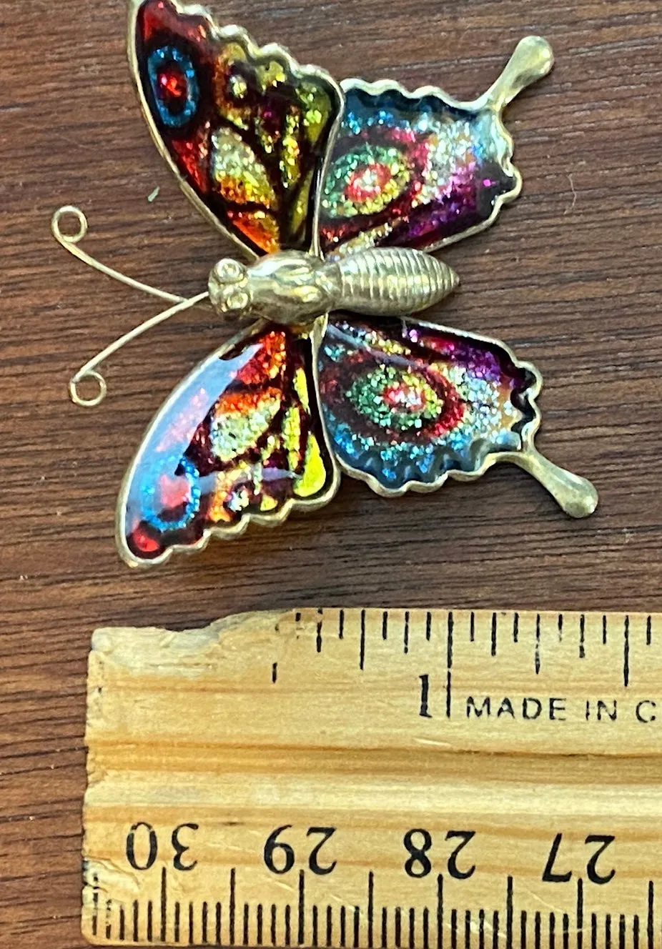 Vintage Taiwan Enamel Butterfly Brooch Pin