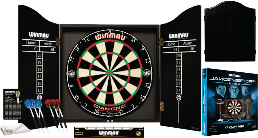 Winmau Professional Dartboard Set Diamond Dartboard with Darts and Accessories